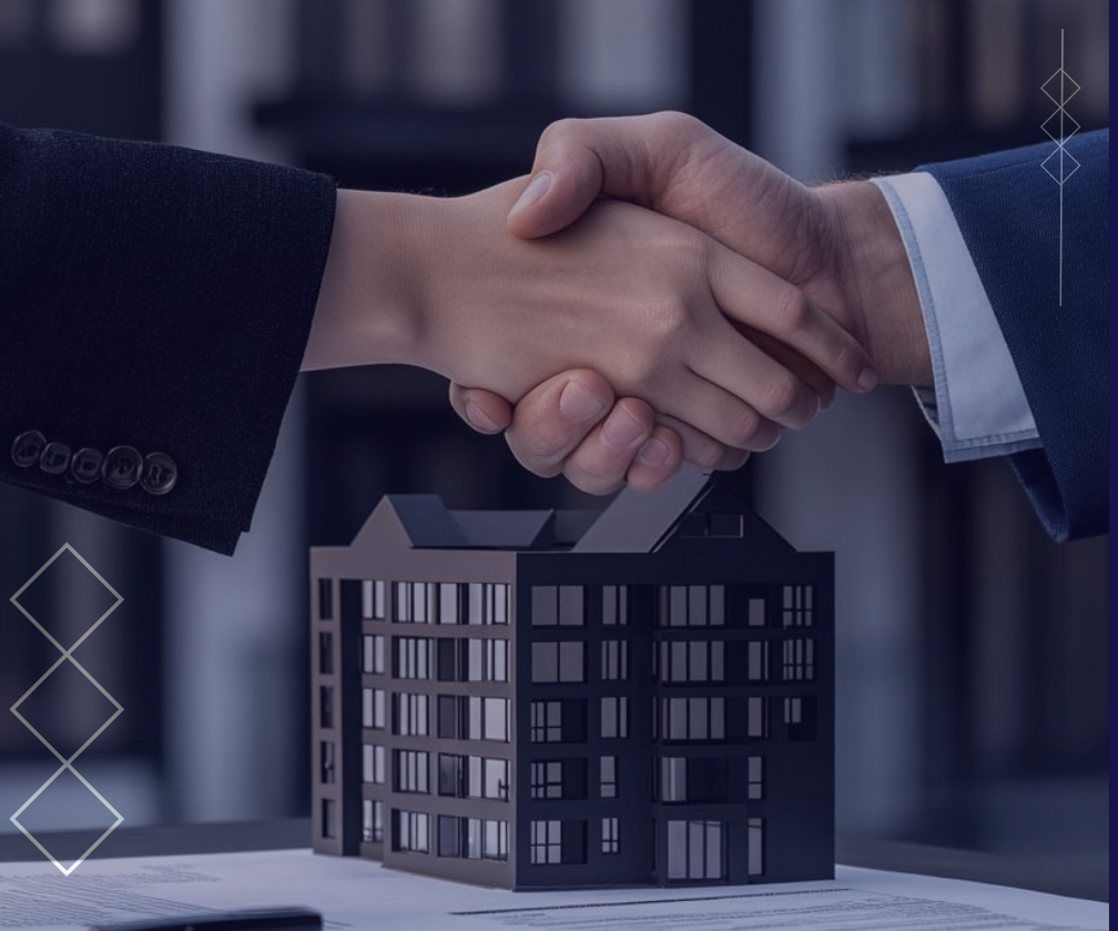 Handshake over a model building