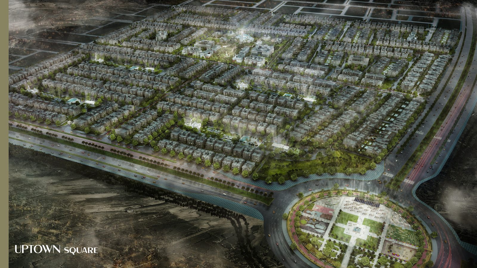 Aerial view of the Uptown October master-planned city, Egypt